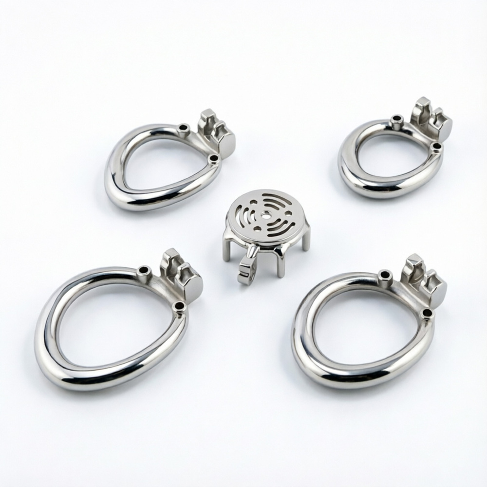 Ternence 304 Stainless Steel Short Flat Chastity Cage – Ergonomic Heavy Solid Ring, Closed Base Ring, Short Penis Cage, Metal Cock Cage with Silent Lock for Male Chastity (only cages do not include rings and locks)