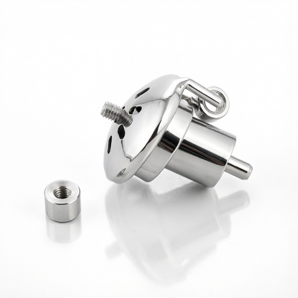 Ternence Stainless Steel Inverted Chastity Cage with Stainless Urethral Tube Hinged Ring, Medical-Grade Negative Cage, Silent Lock, Deep Retraction BDSM Device for Male Chastity (only cages do not include rings and locks)