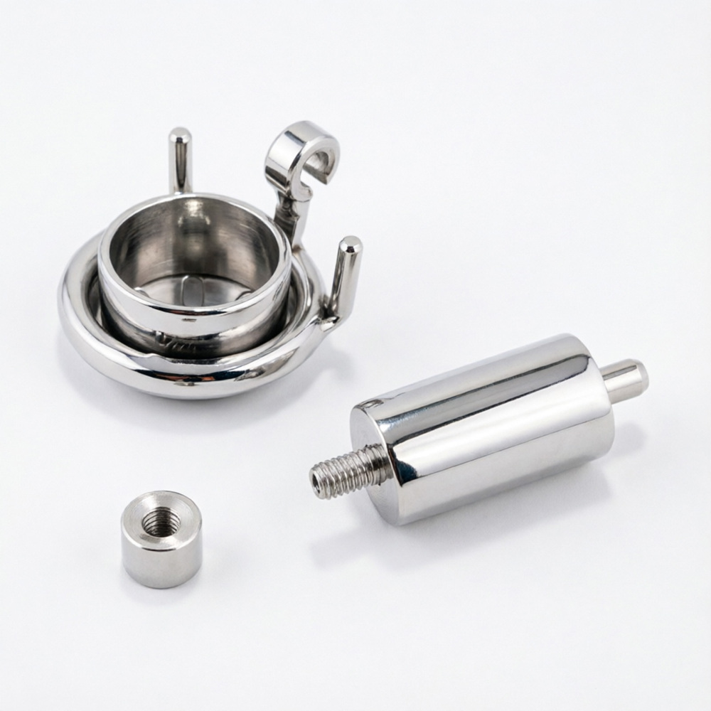Ternence Stainless Steel Inverted Chastity Cage with Stainless Urethral Tube Hinged Ring, Medical-Grade Negative Cage, Silent Lock, Deep Retraction BDSM Device for Male Chastity (only cages do not include rings and locks)