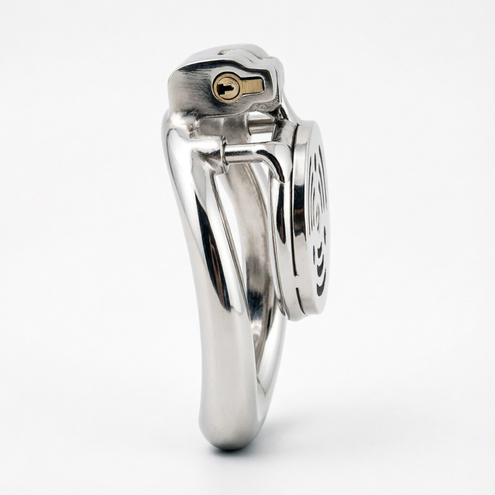 Ternence 304 Stainless Steel Short Flat Chastity Cage – Ergonomic Heavy Solid Ring, Closed Base Ring, Short Penis Cage, Metal Cock Cage with Silent Lock for Male Chastity (only cages do not include rings and locks)
