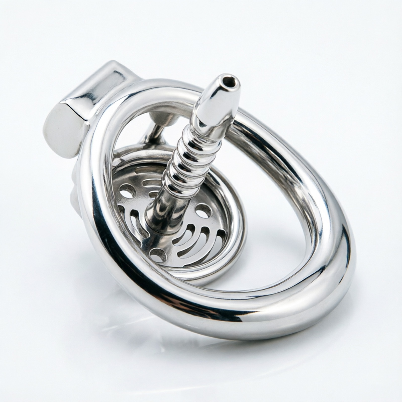 Ternence 304 Stainless Steel Short Flat Chastity Cage – Ergonomic Heavy Solid Ring, Closed Base Ring, Short Penis Cage, Metal Cock Cage with Silent Lock for Male Chastity (only cages do not include rings and locks)