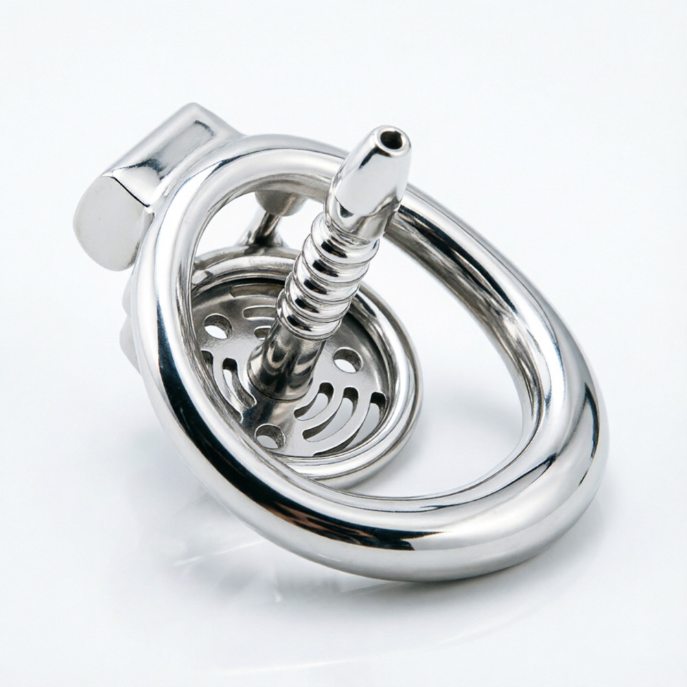 Ternence 304 Stainless Steel Short Flat Chastity Cage – Ergonomic Heavy Solid Ring, Closed Base Ring, Short Penis Cage, Metal Cock Cage with Silent Lock for Male Chastity (only cages do not include rings and locks)