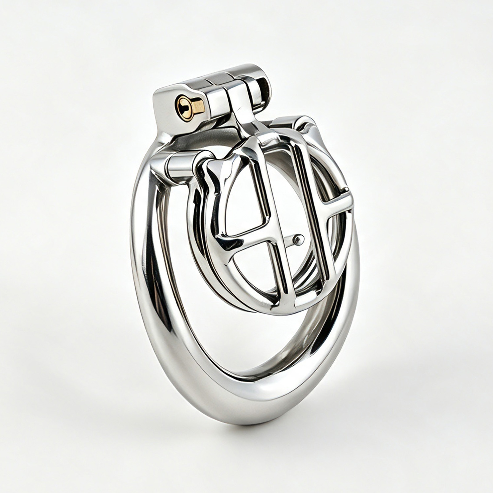 TERNENCE Small Chastity Cage, Solid Steel with PA Lock for Men
