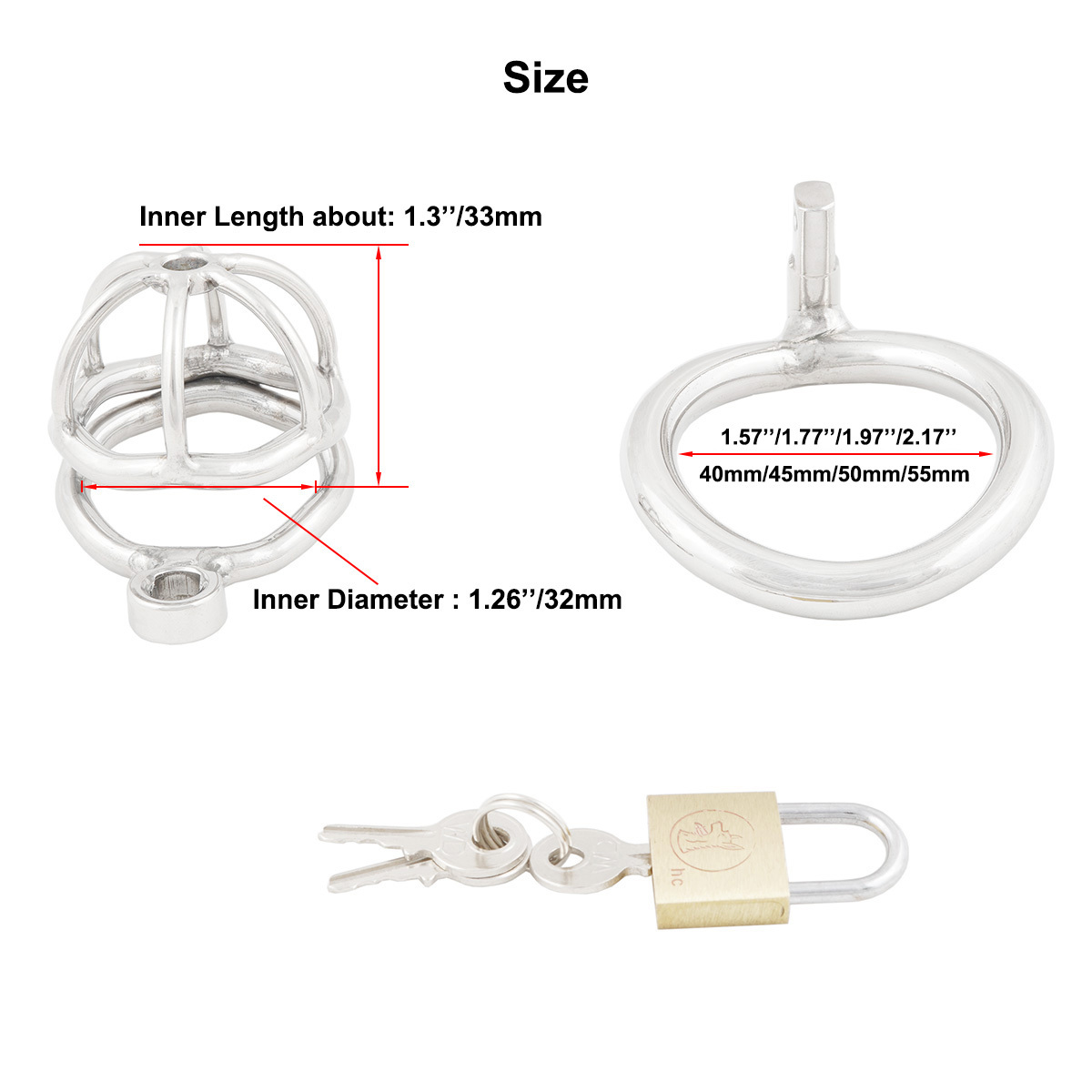 TERNENCE Small Short Chastity Device Male Ergonomic Design Stainless Steel Cock Cage (only cages do not include rings and locks)