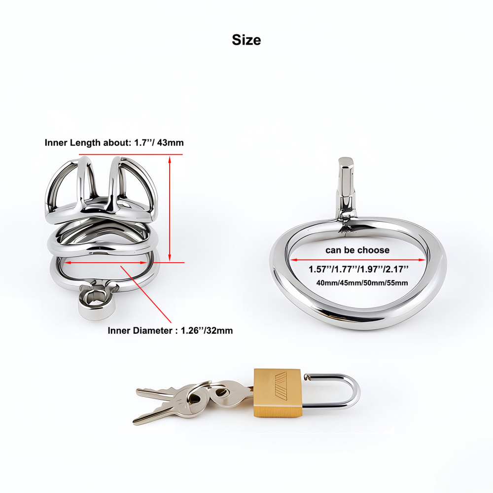 TERNENCE Metal Chastity Cage for Men, Stainless Steel Penis Cage with Security Padlock