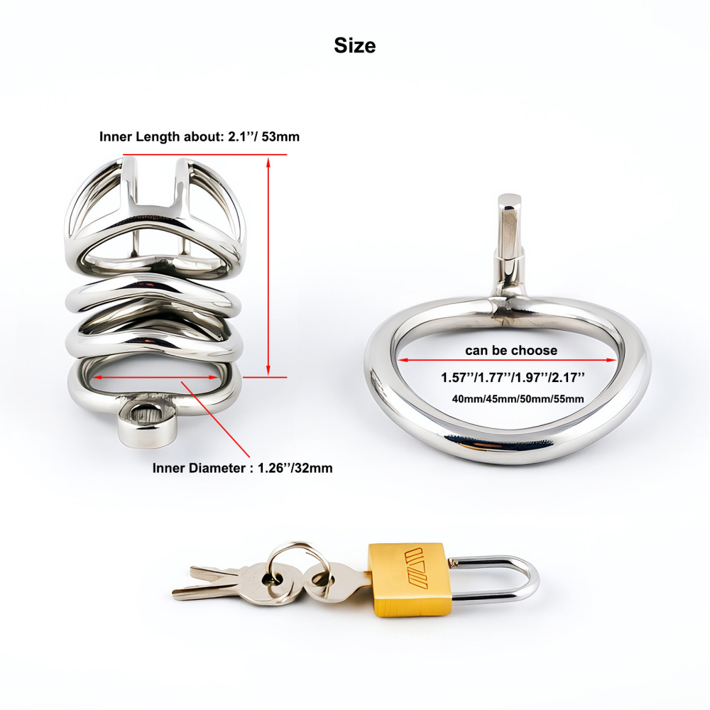 TERNENCE Stainless Steel Male Chastity Device, Durable Penis Cage with Padlock for Adult Men