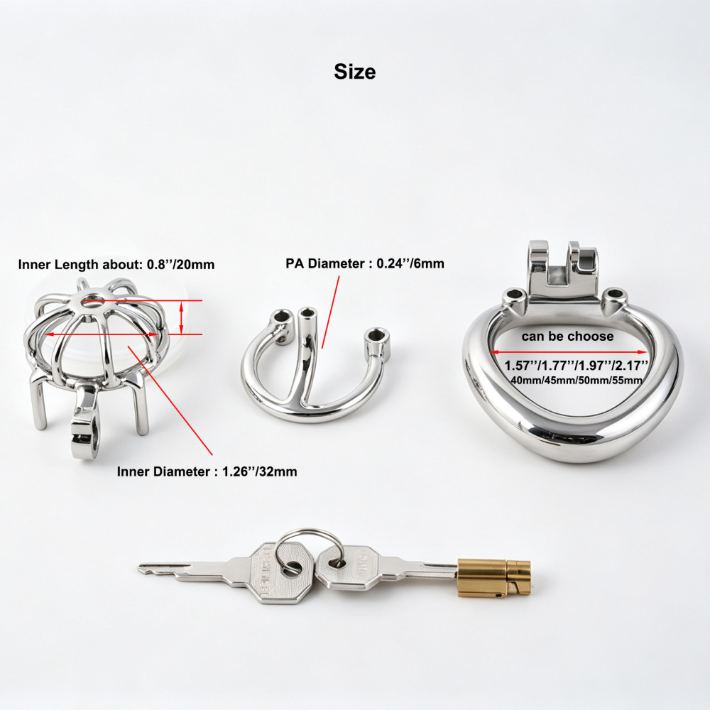 TERNENCE Metal Chastity Cage, Short Male Closed Ring cage with PA Puncture