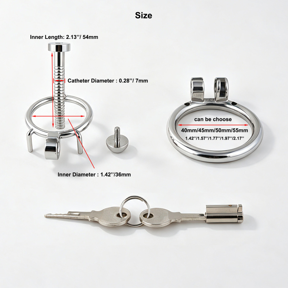 Jefisry Stainless Steel Chastity Cage with 7mm Urethral Tube