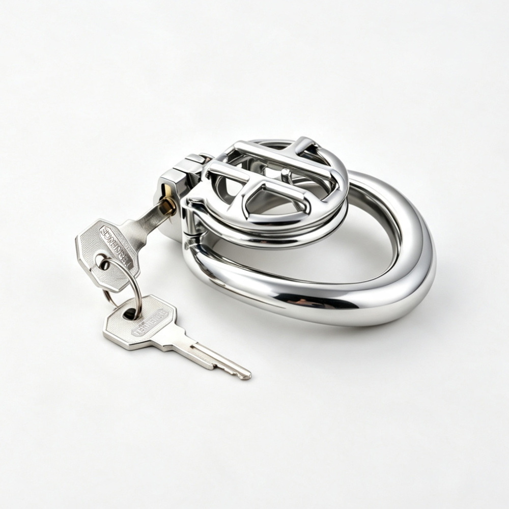 TERNENCE Small Chastity Cage, Solid Steel with PA Lock for Men