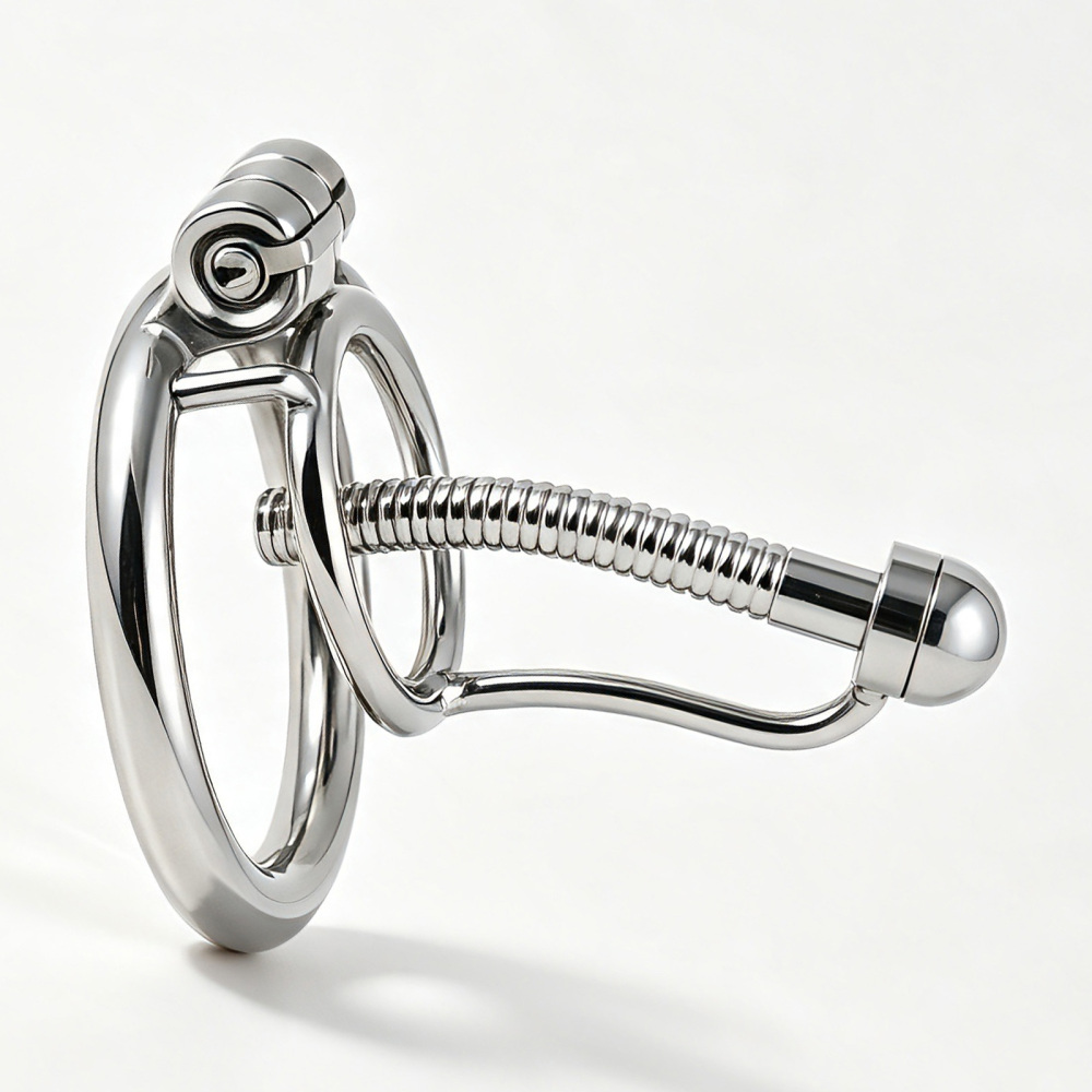 Jefisry Chastity Cage Stainless Steel Penis Lock F238 with 8mm Catheter Men