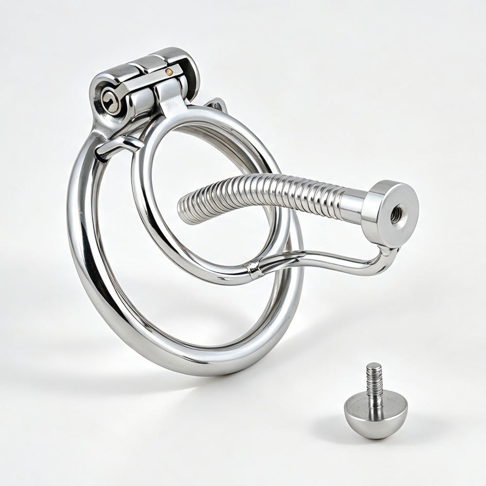 Jefisry Chastity Cage Stainless Steel Penis Lock F238 with 8mm Catheter Men