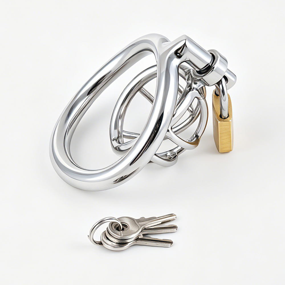 TERNENCE Male Chastity Device, Short Stainless Steel Cock Cage for Men