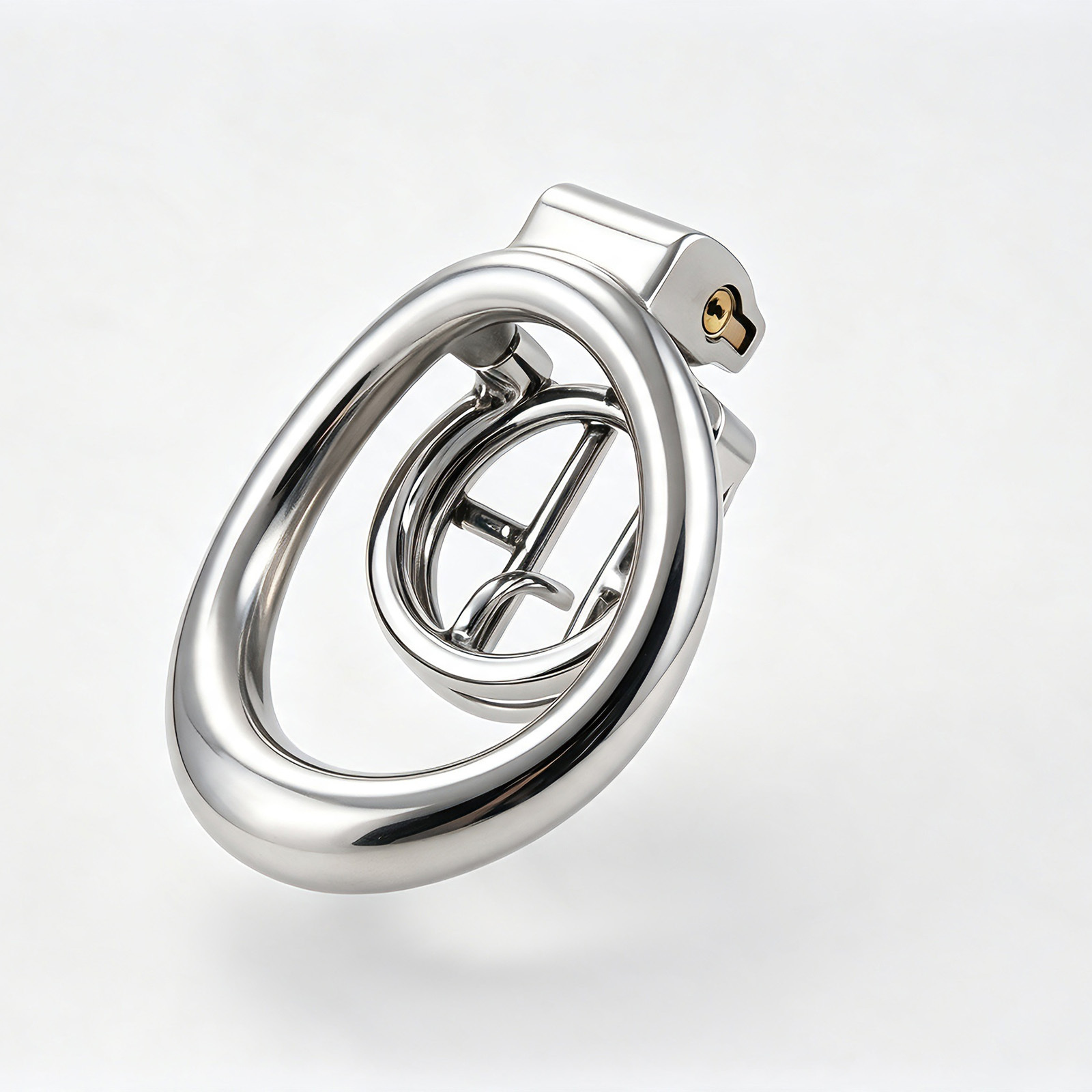TERNENCE Small Chastity Cage, Solid Steel with PA Lock for Men