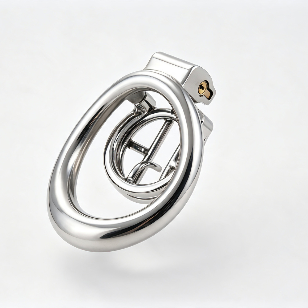 TERNENCE Small Chastity Cage, Solid Steel with PA Lock for Men