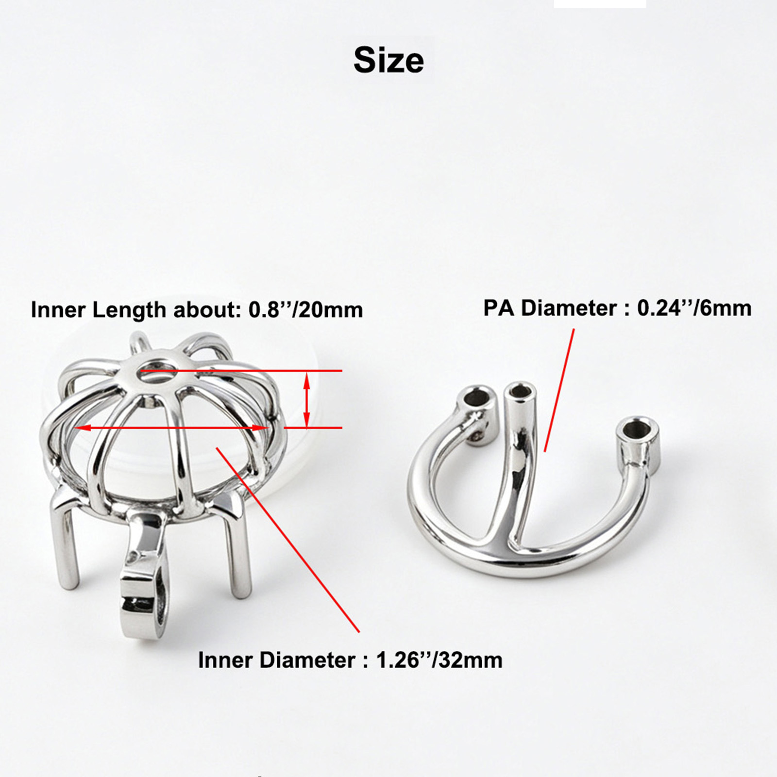 TERNENCE Metal Chastity Cage, Short Male Closed Ring cage with PA Puncture