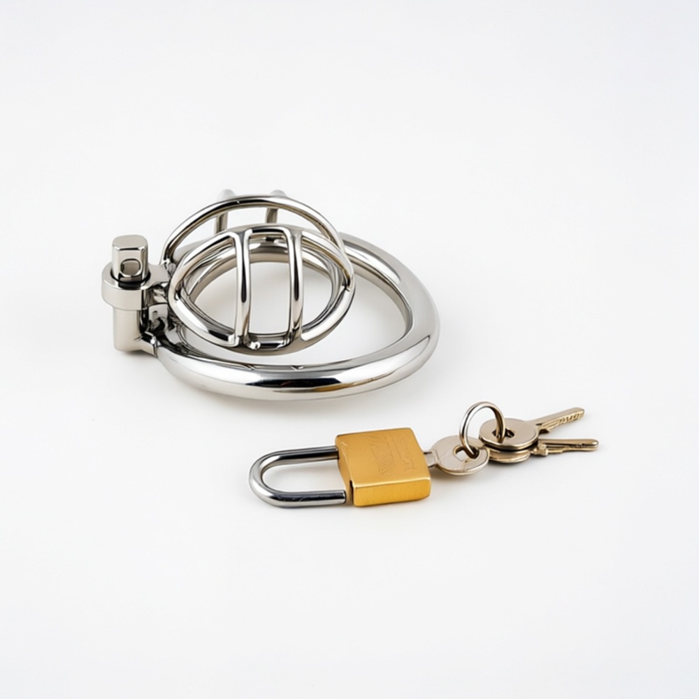 TERNENCE Male Chastity Device, Short Stainless Steel Cock Cage for Men