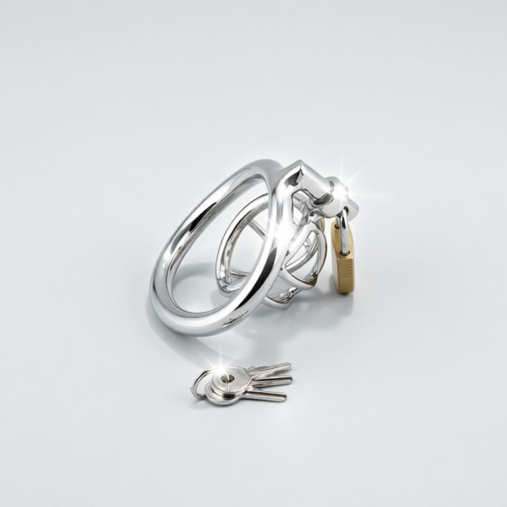 TERNENCE Male Chastity Device, Short Stainless Steel Cock Cage for Men