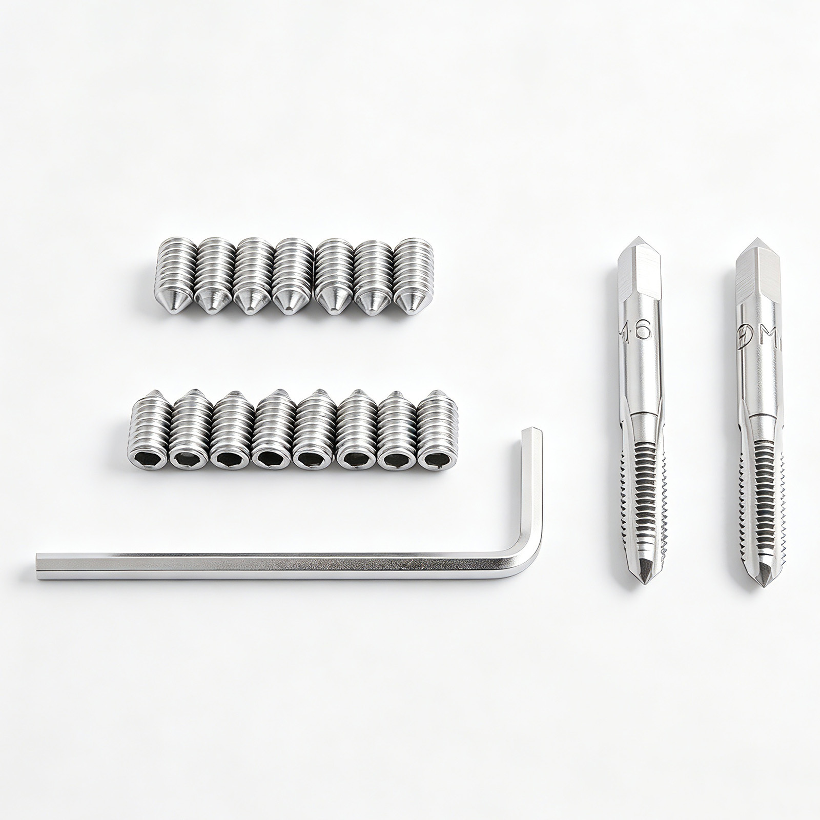 TERNENCE Chastity Cage Device Accessories M6x11mm Stainless Steel Cone Point Hexagon Socket Grub Screws 15pcs and 6mm X 1 Taper and Plug Tap Hand Thre