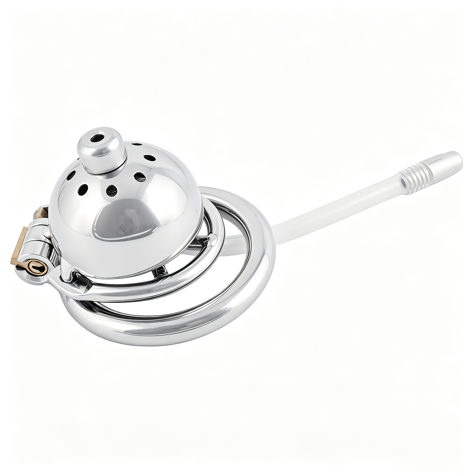 TERNENCE Super Small Male Chastity Cage Virginity Lock Cock Cage with Urethral Tube and Anti-Off Ring