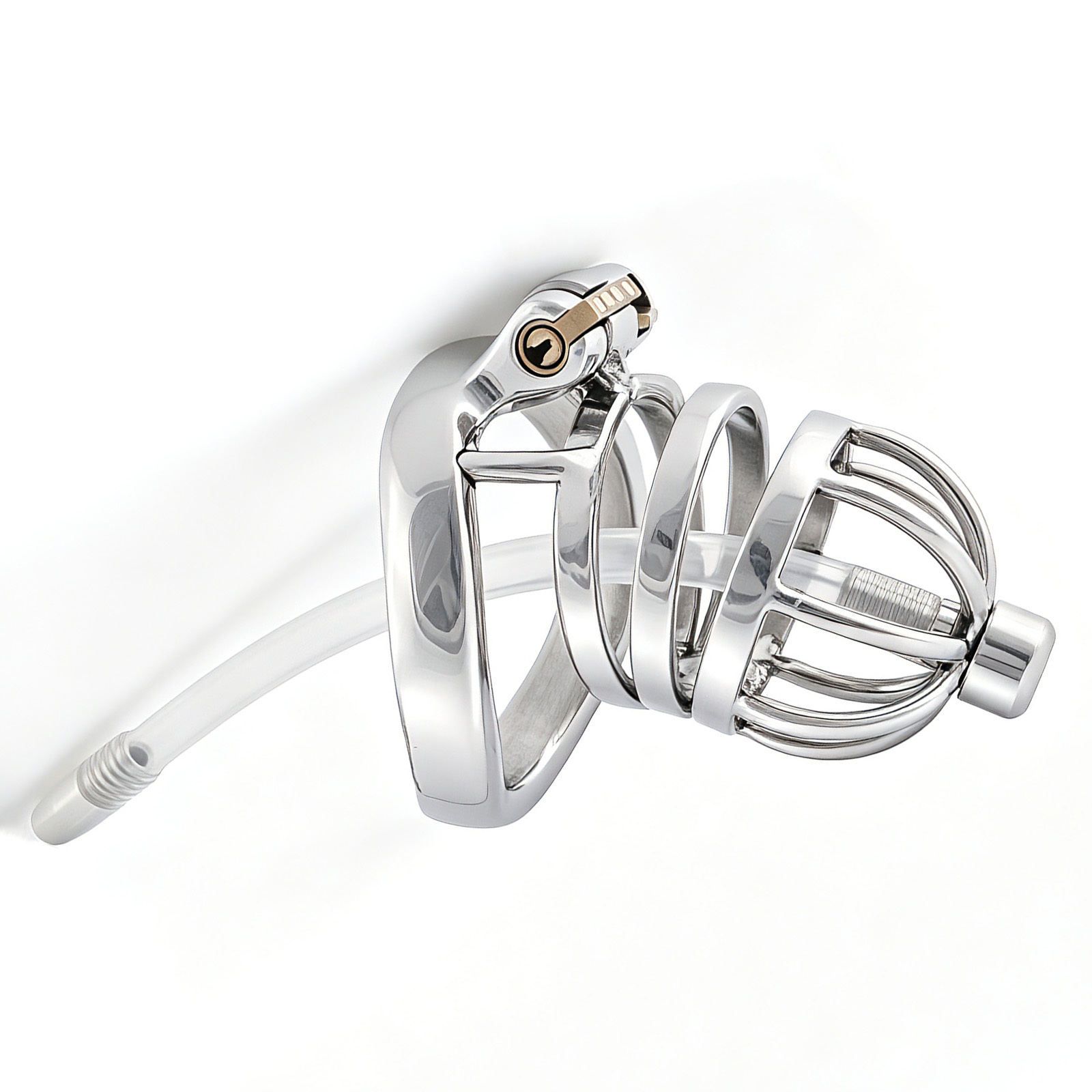 TERNENCE Hypoallergenic Stainless Steel Cock Cage Virginity Lock with Urethral Tube