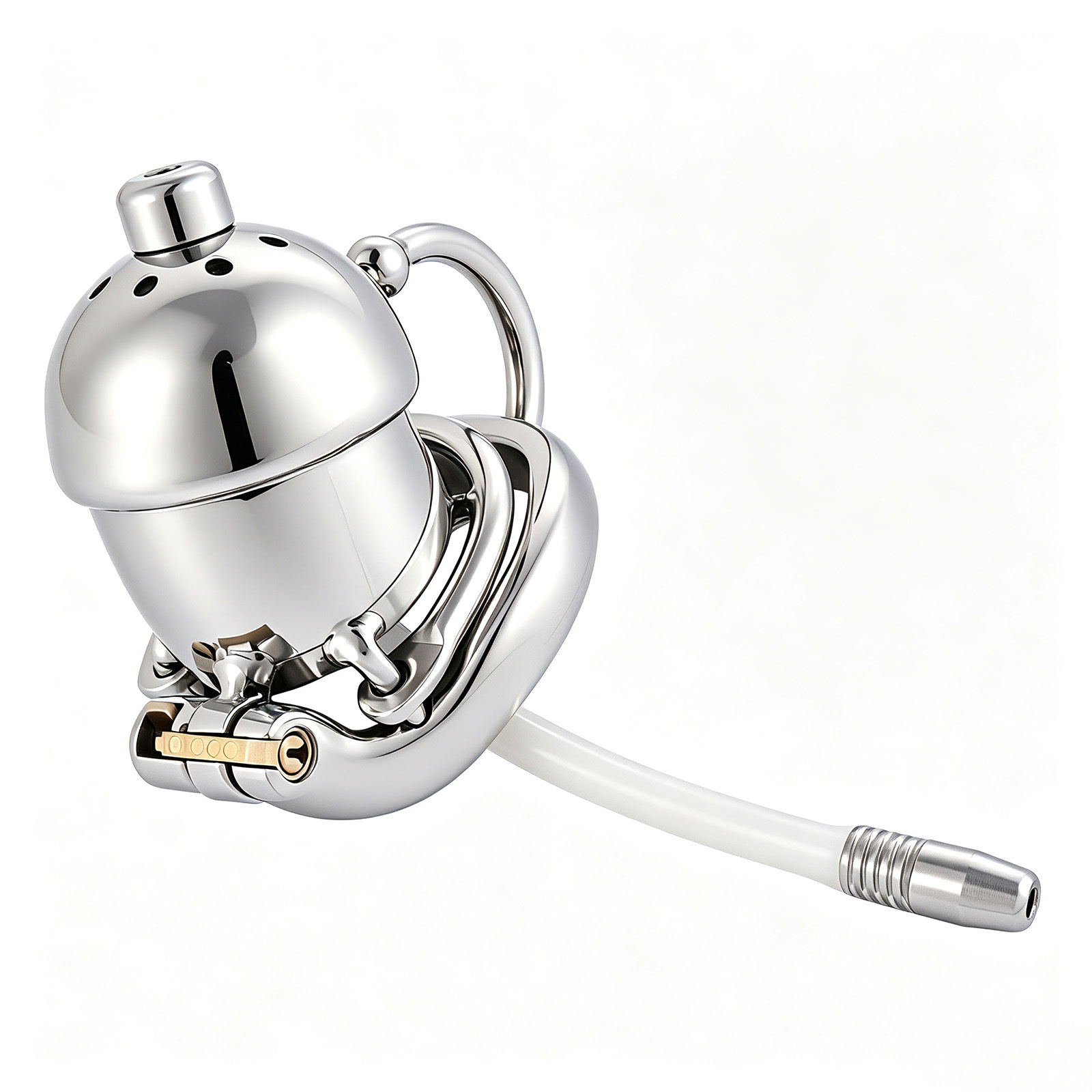 TERNENCE Male Chastity Cage Device Restraint Men Bondage Fetish with Catheter and Anti-Off Ring