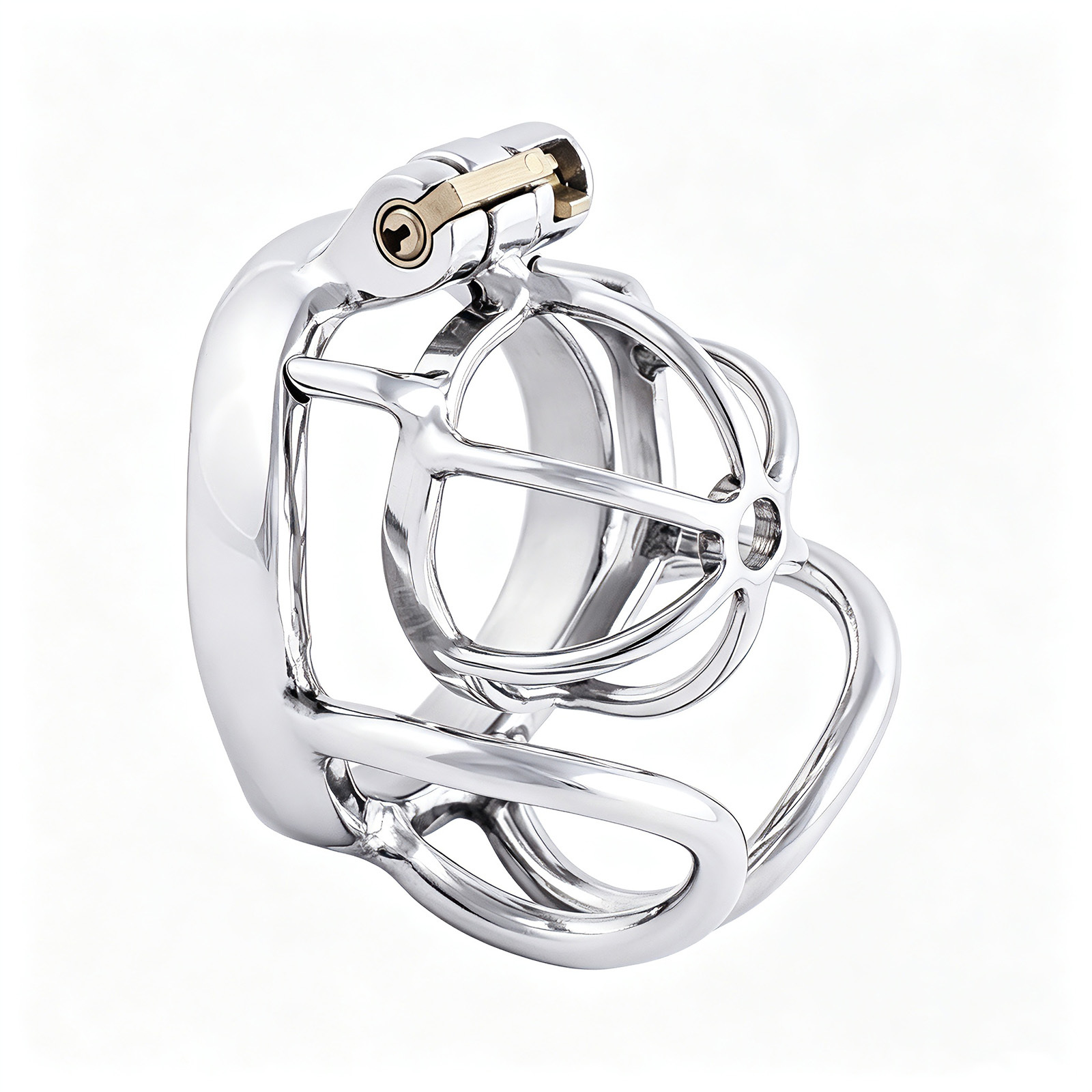 TERNENCE Small Chastity Devices Stainless Steel Men Cock Cage with Ergonomic Design Splitter Base Ring for Men Adult Game Sex Toy