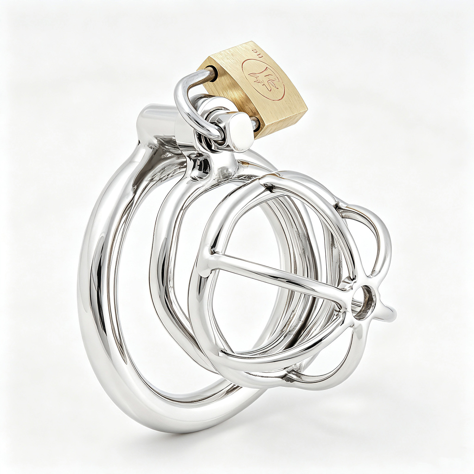 TERNENCE Male Chastity Device with Padlock Stainless Steel Cock Cage Ring Virginity Lock Chastity Belt for Adult Game Sex Toy