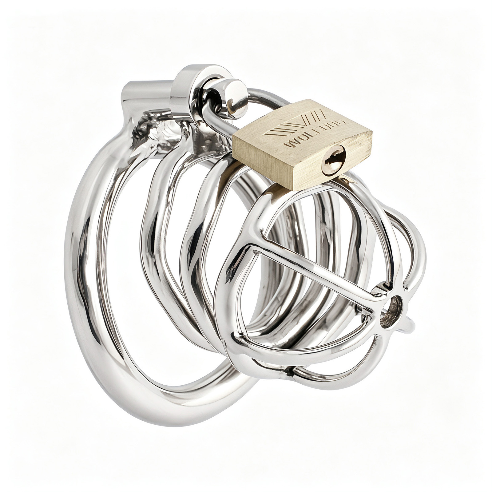 TERNENCE Male Chastity Device Hypoallergenic Stainless Steel Cock Cage Penis Ring Virginity Lock Chastity Belt with Padlock for Adult Game Sex Toy