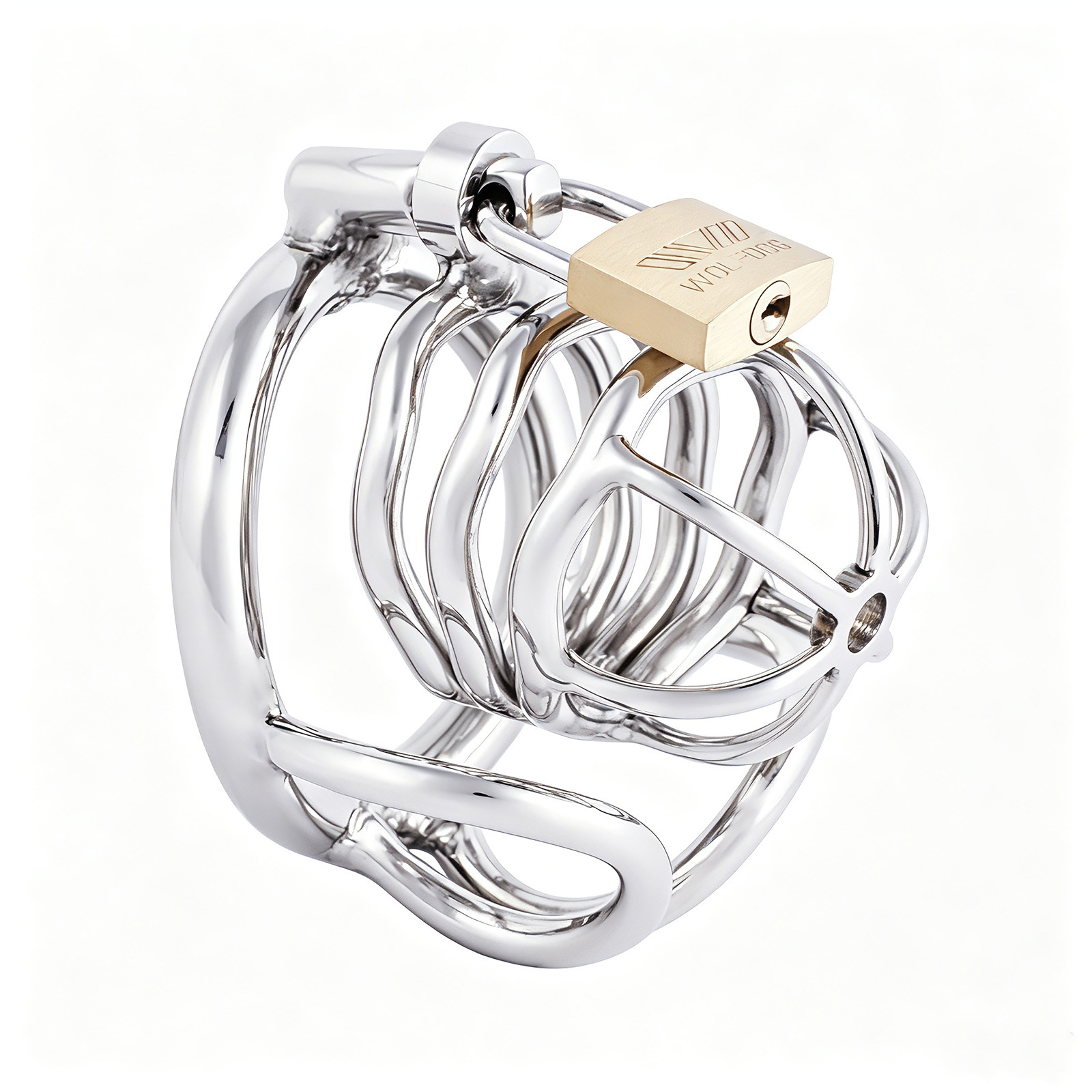 TERNENCE Male Chastity Device Stainless Steel Cock Cage Penis Ring with Padlock for Adult Game Sex Toy