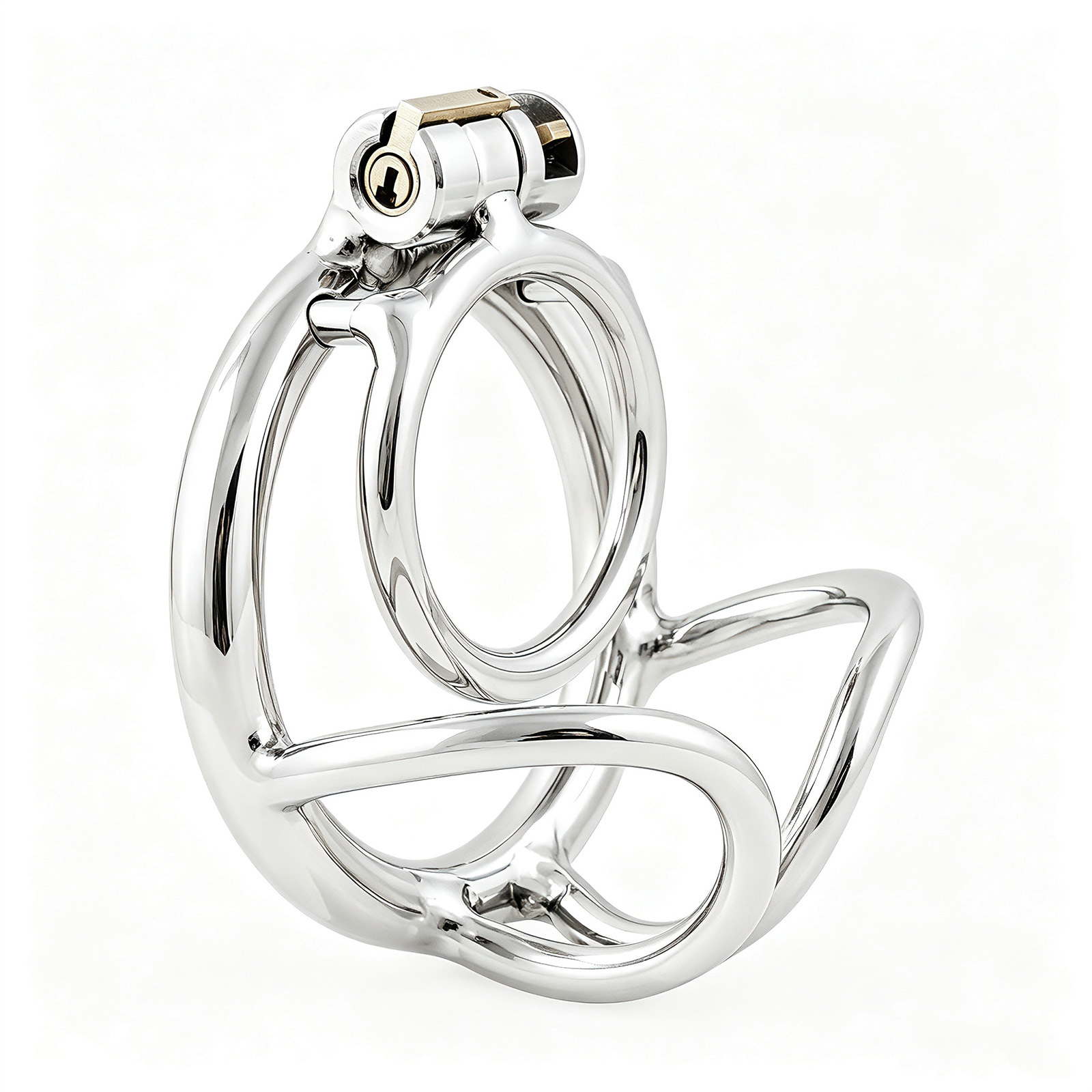 Ternence Metal Male Chastity Device 304 Steel Stainless Comfortable Closed Ring Cock Cage with Scrotum Separation Ring
