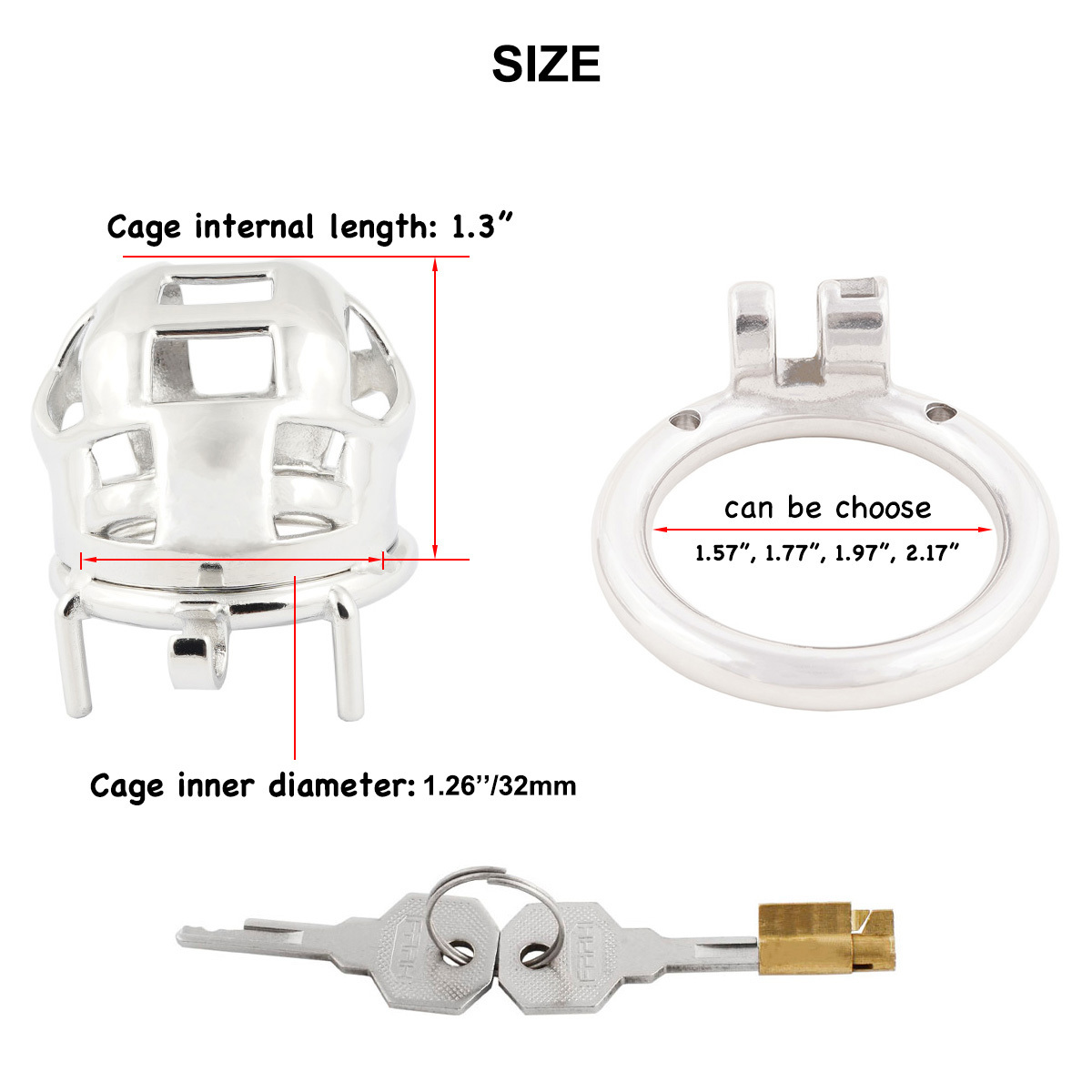 Large Short Male Chastity Device Stainless Steel Cock Cage Sex Toys for Men