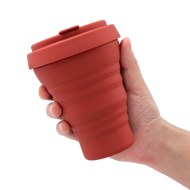 Reusable Portable Coffee Mug Heat Resistant Silicone Collapsible Travel Cup with Lid