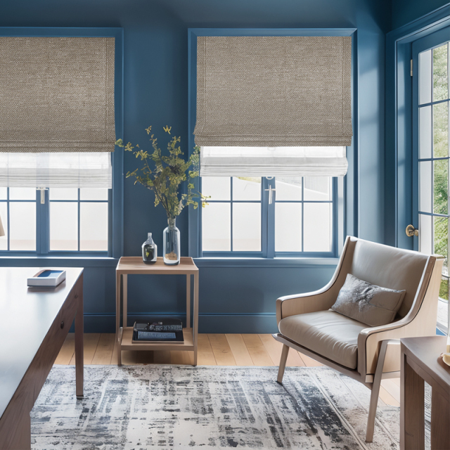 Dew RDE-01 – Double Roman Shade in Wool-Blend Taupe with Sheer Liner for Layered Light Control