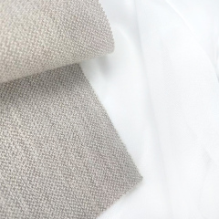 Dew RDE-01 – Double Roman Shade in Wool-Blend Taupe with Sheer Liner for Layered Light Control