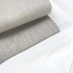 Dew RDE-01 – Double Roman Shade in Wool-Blend Taupe with Sheer Liner for Layered Light Control