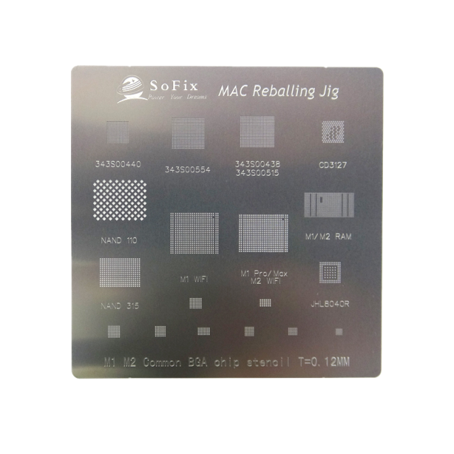 MacBook logic board BGA chip stencil，M1 / M2 / M3 / M4 / 2016-2020 WIFI,T1,T2,PMU,SMC Reballing