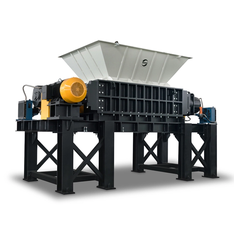 Twin-shaft industrial shredder chamber with intermeshing counter-rotating blades