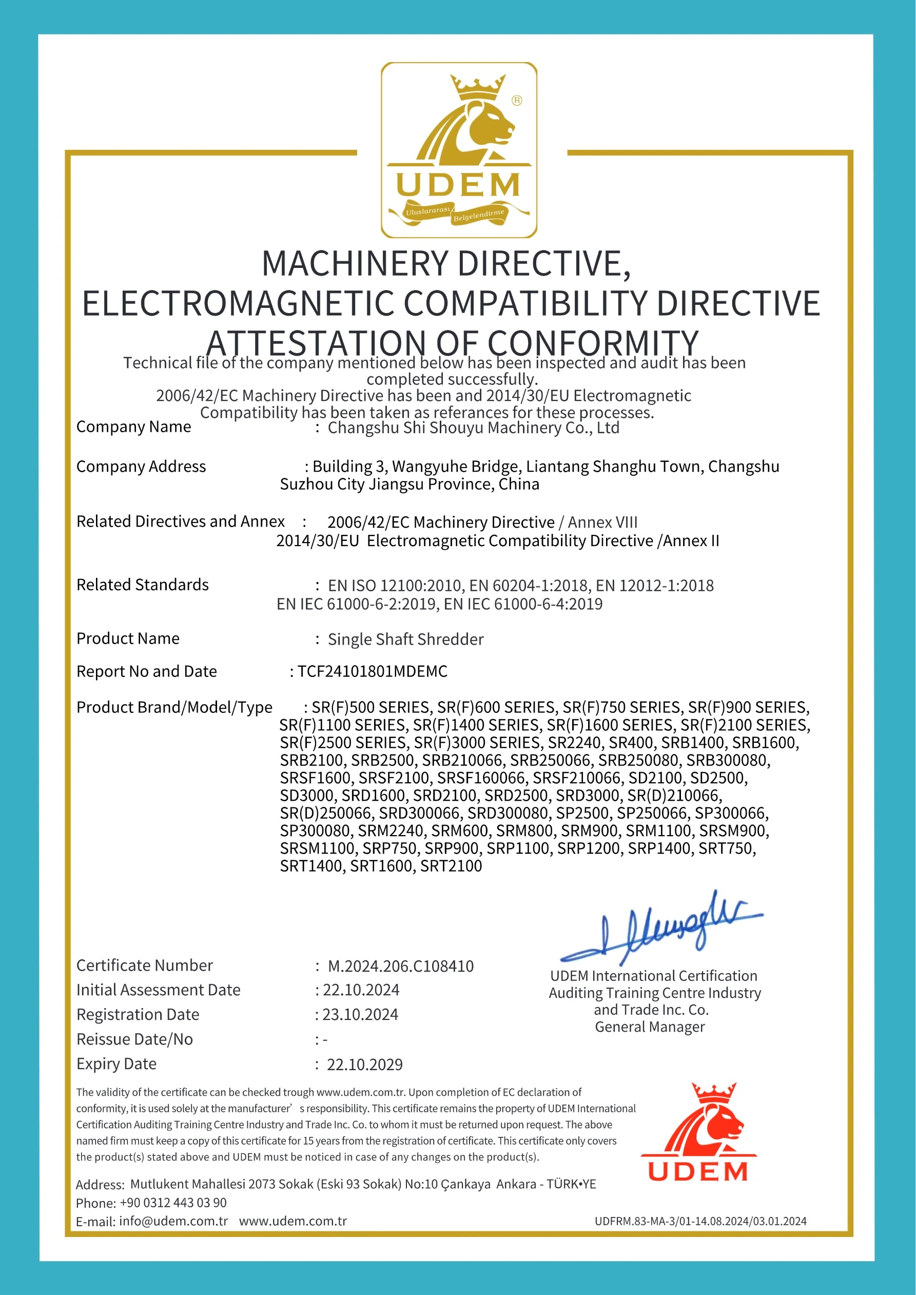 Single Shaft Shredder CE