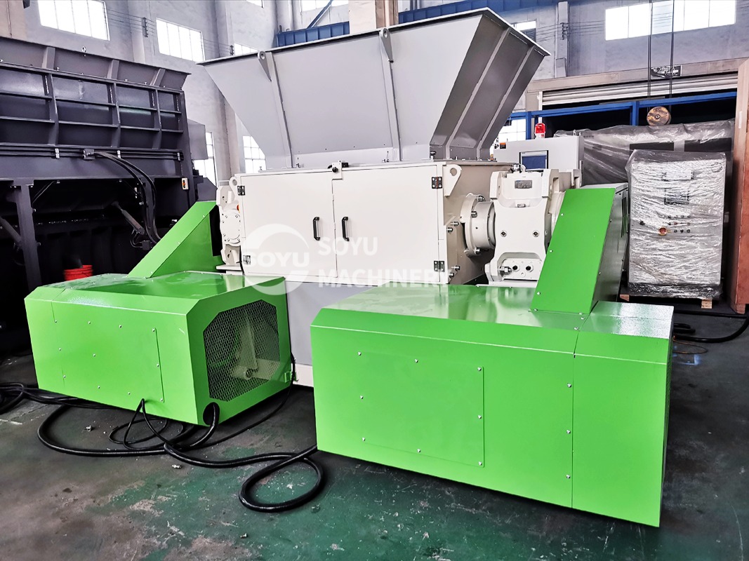 Consistent 40-100mm shredded plastic particles from PE PP film shredder