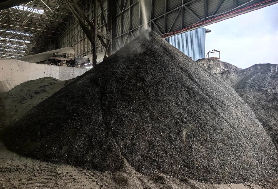 Fine plastic granules and alternative fuel alternative processed by a paper mill rejects recycling system.