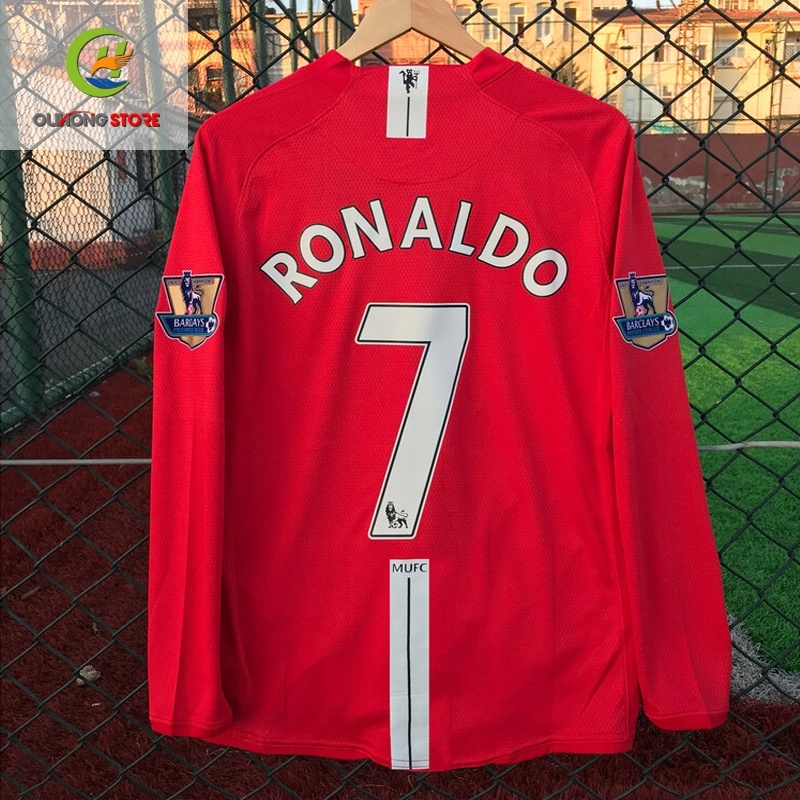 2007/2008 Manchester United Retro Home Long sleeved Soccer Jersey