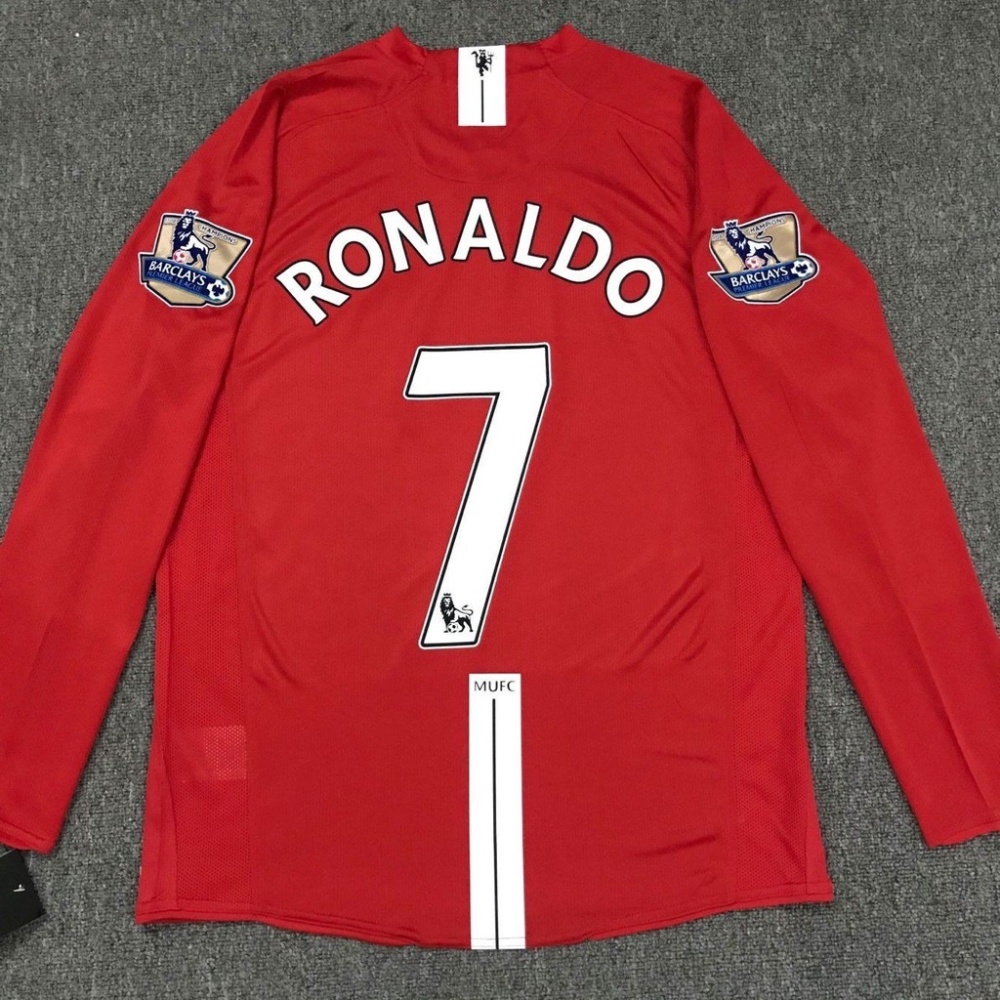 2007/2008 Manchester United Retro Home Long sleeved Soccer Jersey