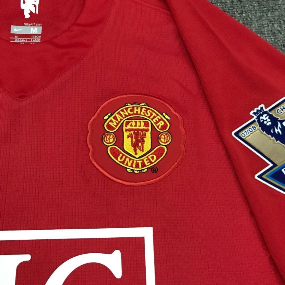 2007/2008 Manchester United Retro Home Long sleeved Soccer Jersey
