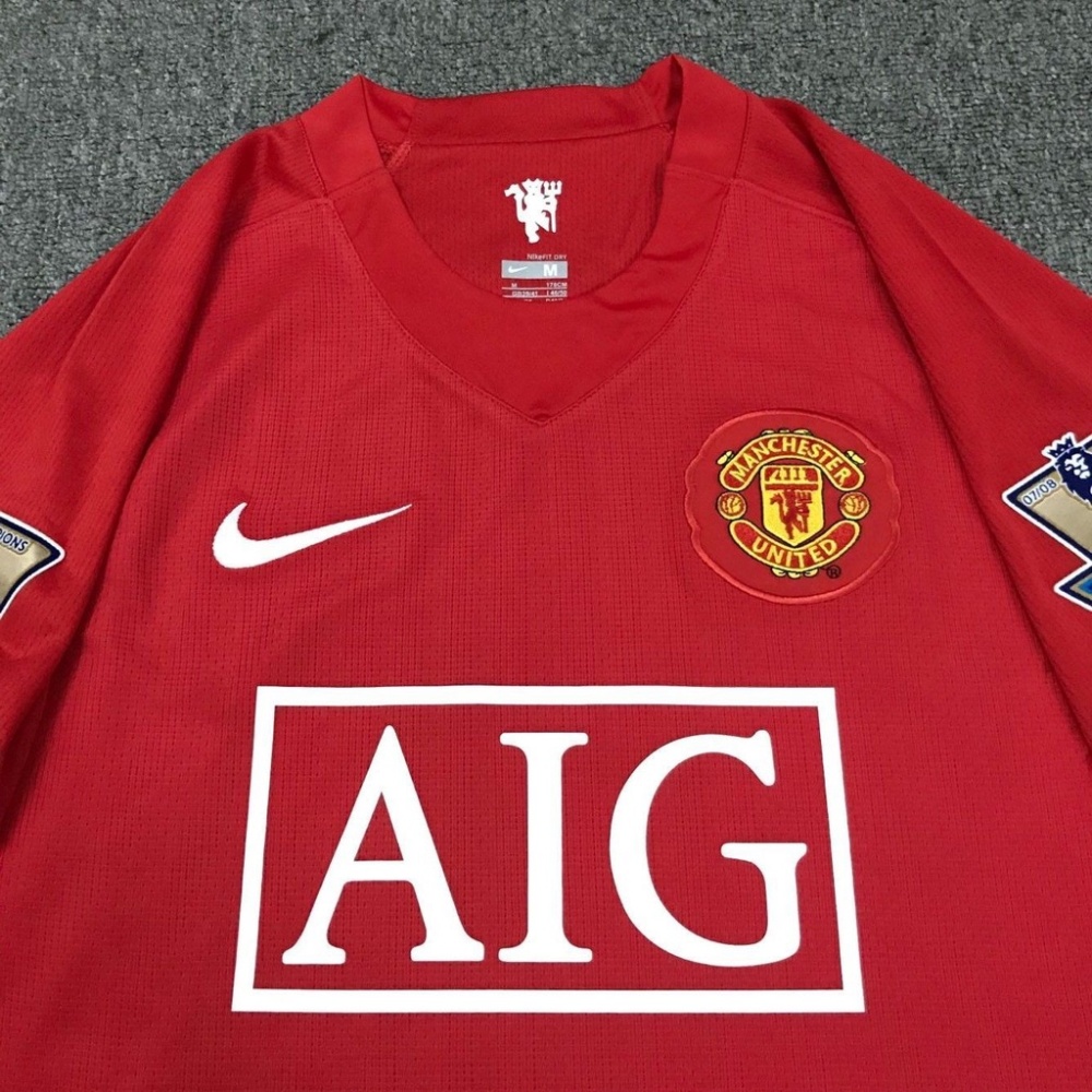 2007/2008 Manchester United Retro Home Long sleeved Soccer Jersey