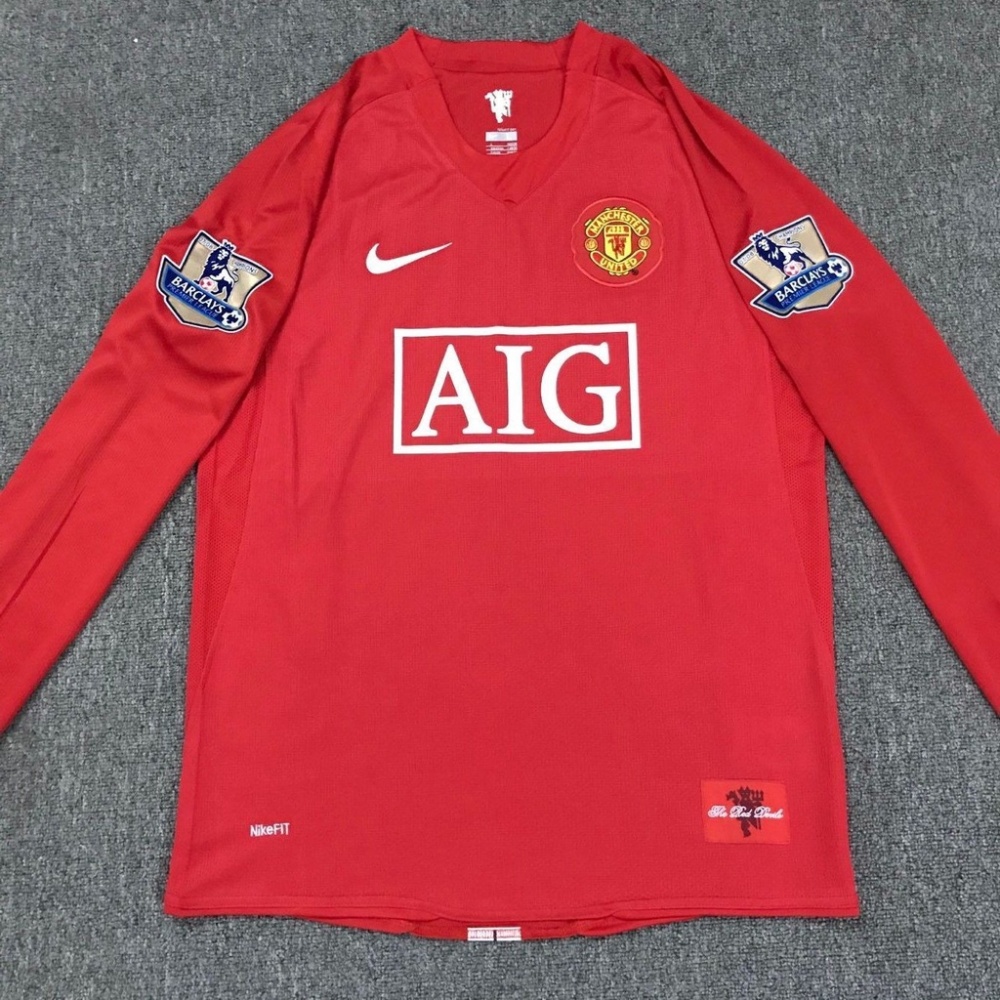 2007/2008 Manchester United Retro Home Long sleeved Soccer Jersey
