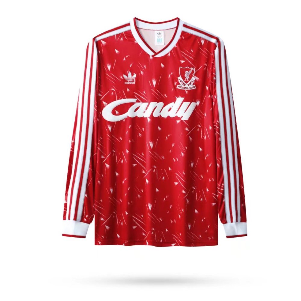 1990/1991 Liverpool Retro Home Long Sleeved Soccer Jersey