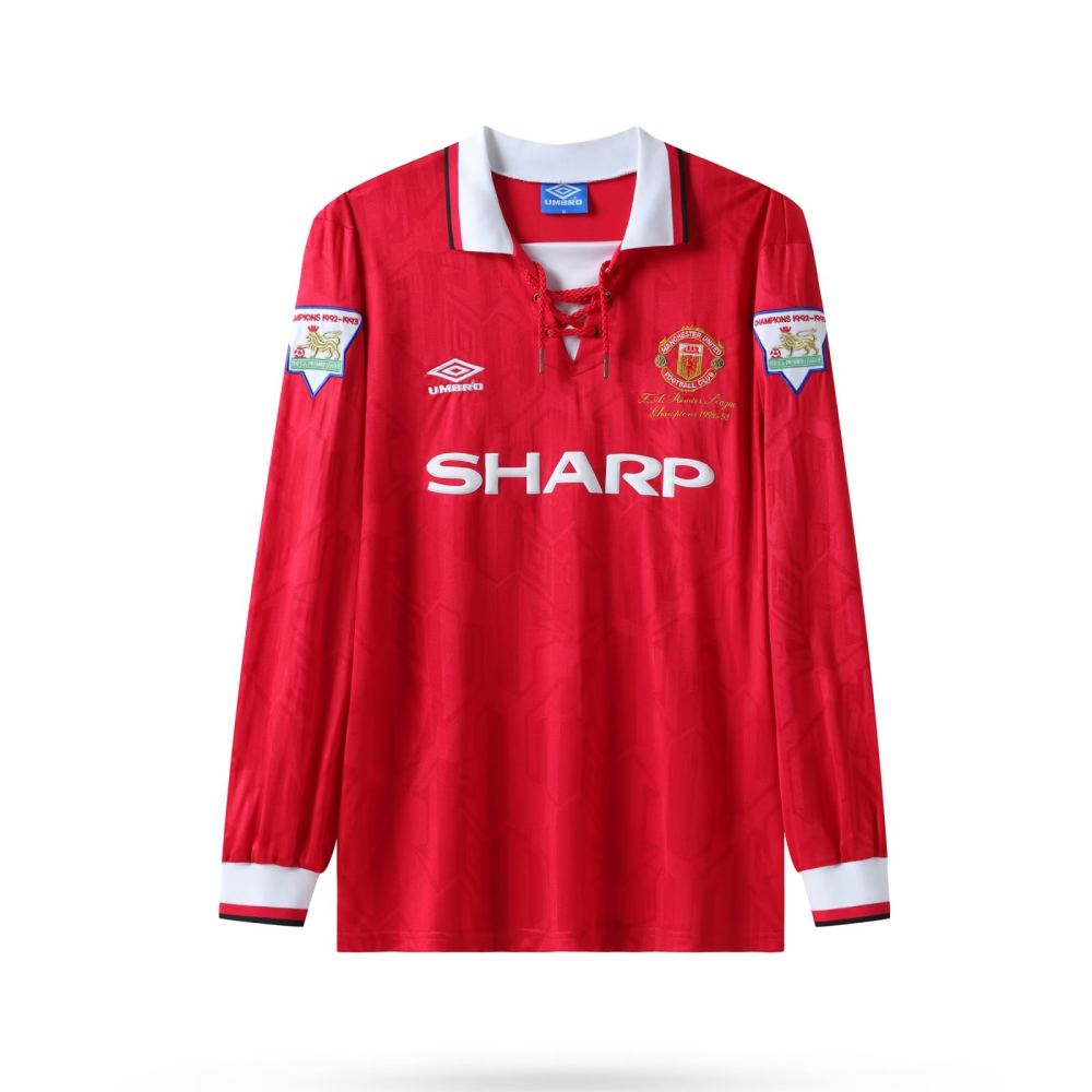 1992/1993 Manchester United Retro Home Long Sleeved Soccer Jersey