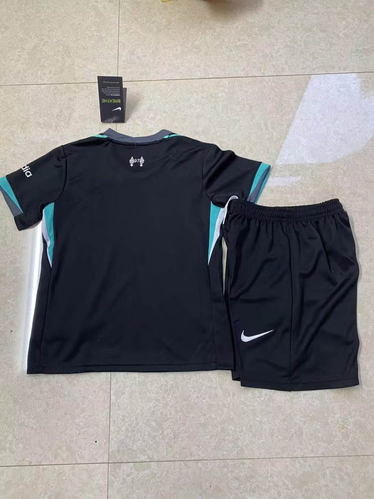 1:1 copy top quality 2023/2024 liverpool Away kids black white green soccer jersey