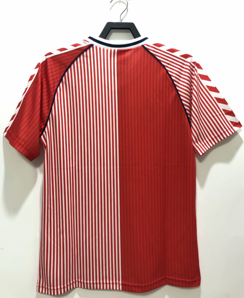 1:1 copy top quality 1986 Denmark Home red white black soccer jersey