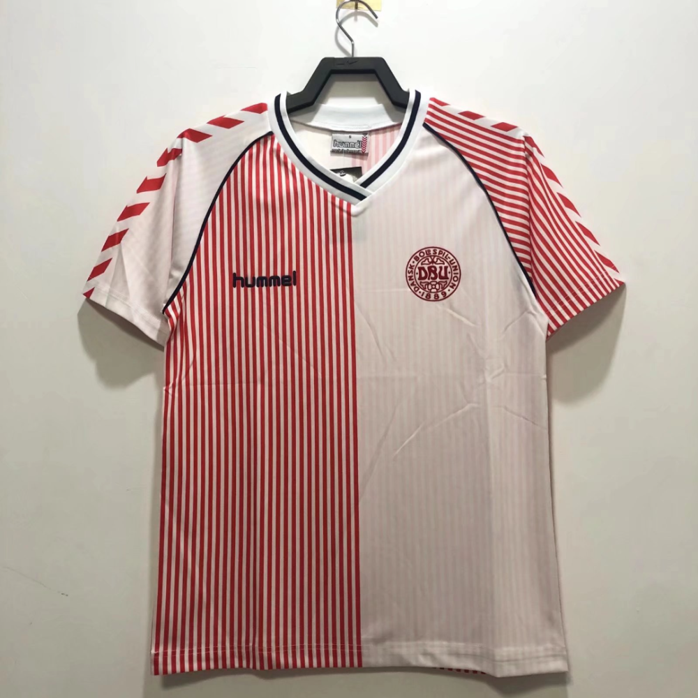 1:1 copy top quality 1986 Denmark Away white red black soccer jersey